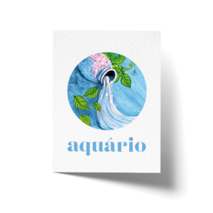 Cartão Comemorativo 7,5 x 10 cm Signo Aquário