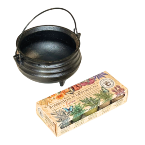 Kit Defumação Caldeirão Ferro P + Caixa com 10 Bombinhas de Defumação