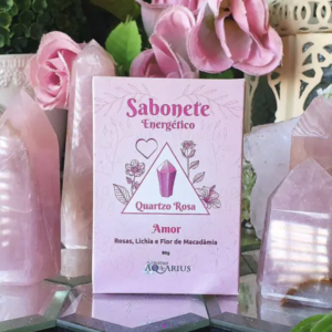 Sabonete de Quartzo Rosa Amor Rosas, Lichia e Flor de Macadâmia 80g