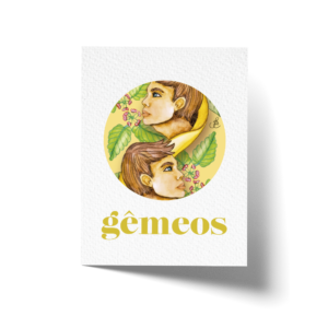 Cartão Comemorativo 7,5 x 10 cm Signo Gêmeos