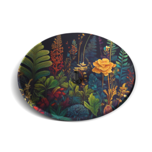 Incensário Vidro 9 cm Floral Preto