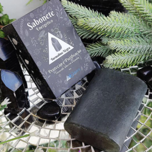Sabonete de Turmalina Negra Proteção Espiritual Lavanda, Alecrim e Canela 80g